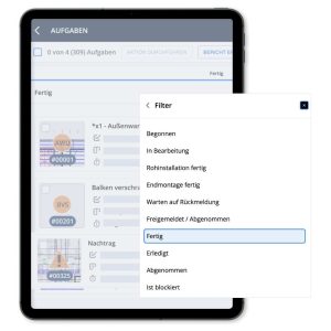 Die Aufgabenübersicht in CENDAS