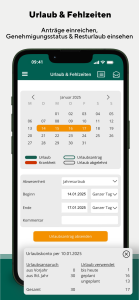 Urlaube und Fehlzeiten dokumentieren in Casa Dach